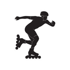 vector silhouette of a roller skater athlete in action