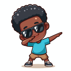 Cute cool boy dabbing pose cartoon vector