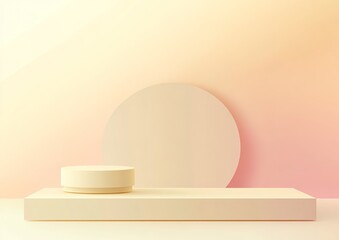 Pastel Beige Podium Display Minimalist Scene