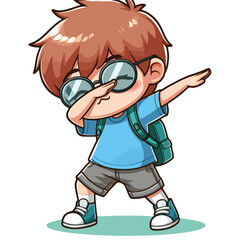 Cute cool boy dabbing pose cartoon vector