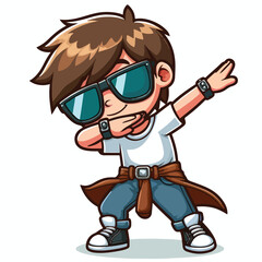 Cute cool boy dabbing pose cartoon vector