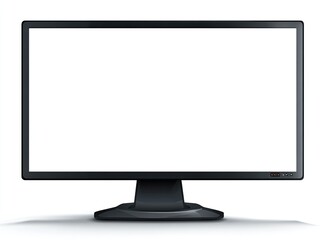 Black Computer Monitor with Blank Screen on White Background