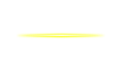Neon yellow line glowing light isolated transparent background. Futuristic light beam flare effect. Sparkling bright light rays with luminous graphic design elements. Light line glow PNG effect flare