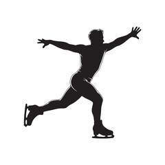 vector silhouette of an ice skater in action