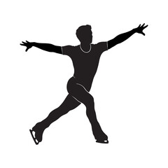 vector silhouette of an ice skater in action