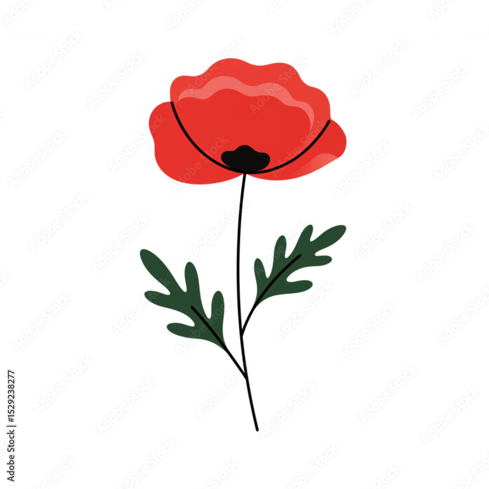 Poster elegant red poppy flower design perfect for branding logos icons and websites offering a scalable gr