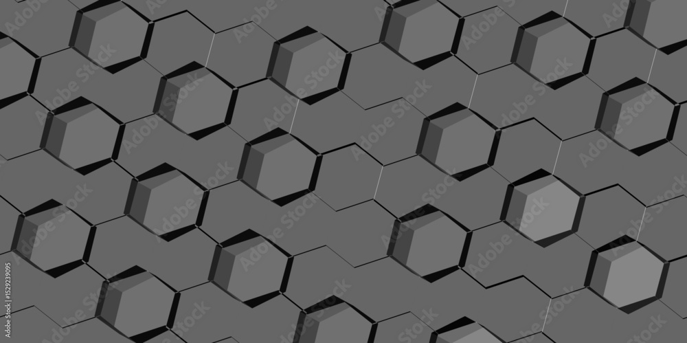 Aufkleber grayscale pattern of hexagonal shapes with subtle shadows and depth creating a textured and geometric abstract design.