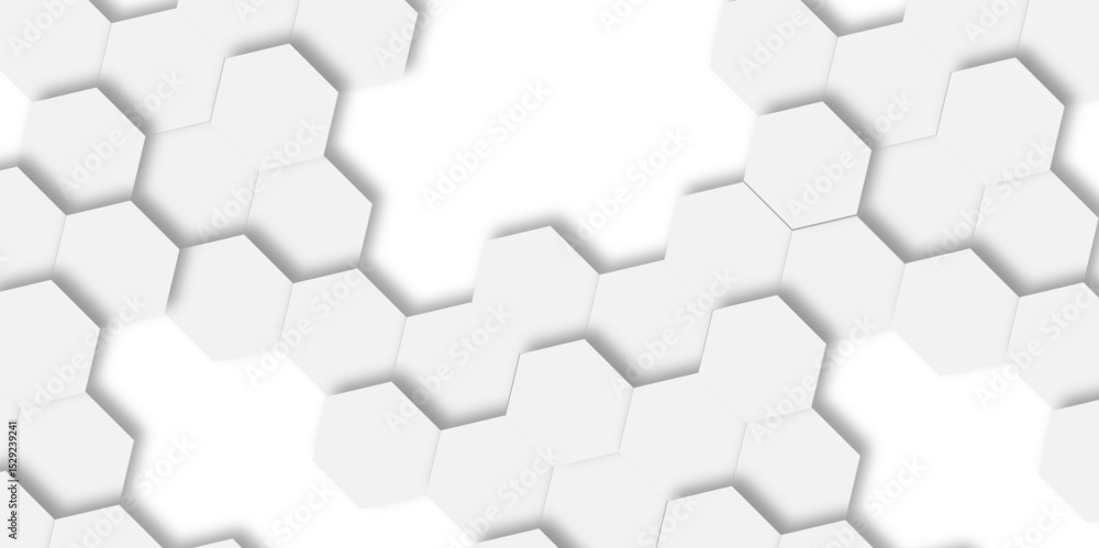 Aufkleber  pattern of hexagons white background repeating hexagonal pattern with soft shadows around them.