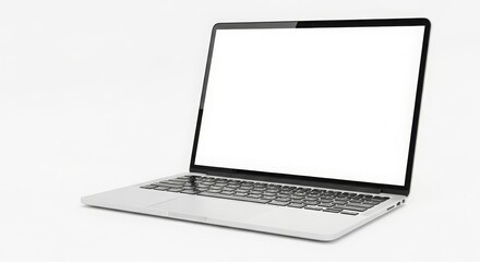 Sleek Silver Laptop Mockup Blank Screen for Website & App Presentation