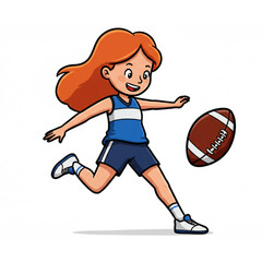 Girl Kicking Football Scalable Graphic Design perfect for Logos Branding and Sports themed projects.