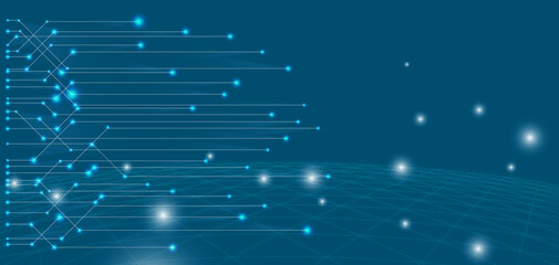 Background line and dot represents the technological world of the future. Worldwide network technology in the future.