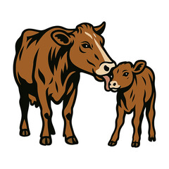 Cow Licking  A Vector Graphic Illustration