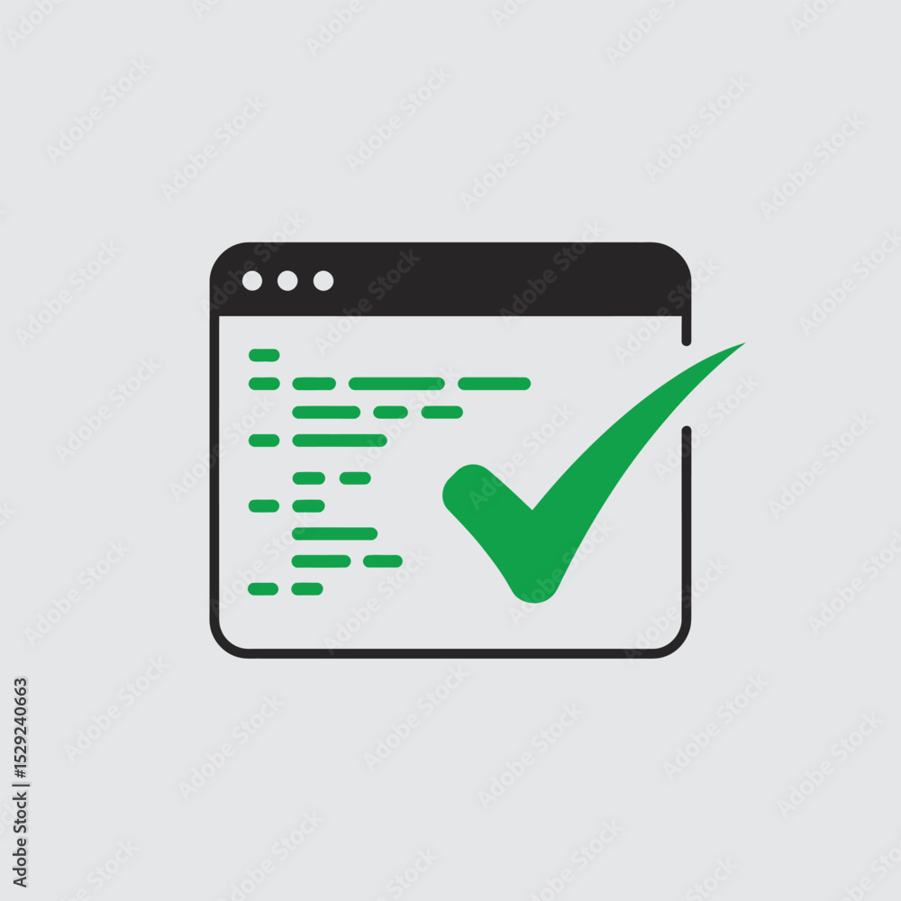 Aufkleber website code approved green checkmark browser window icon
