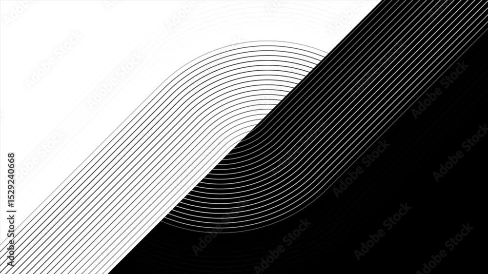 Fototapete black and white linear pattern abstract geometric minimal background. seamless looping motion design