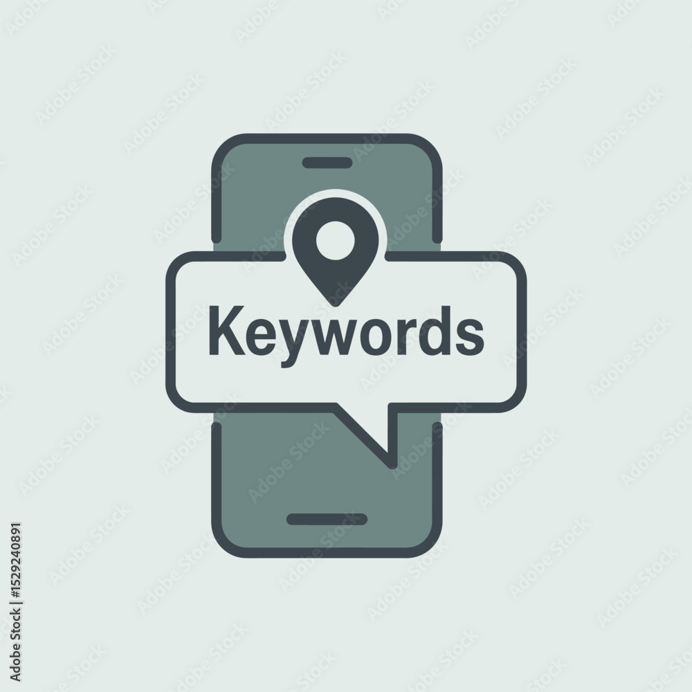 Aufkleber mobile phone displaying keywords with location pin icon