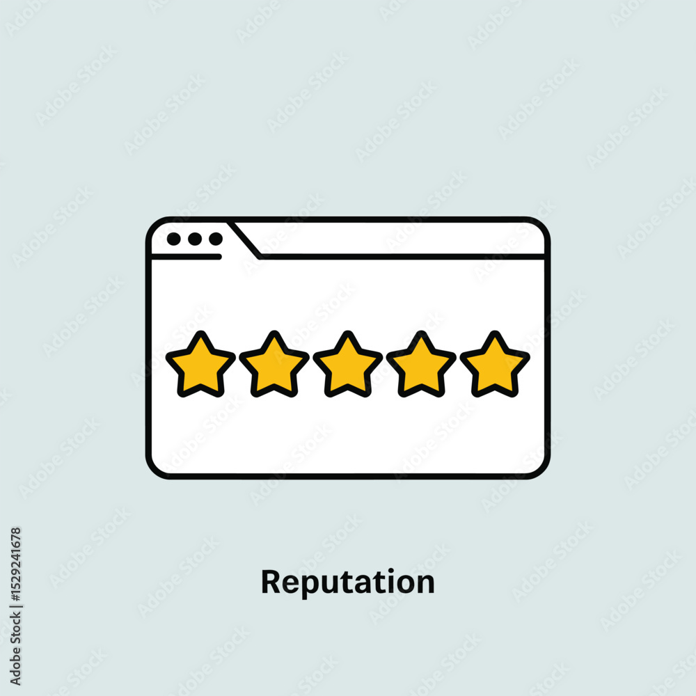 Poster five star rating on website browser window online reputation management