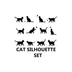 Vector set of cats silhouettes isolated