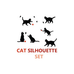 Naklejka premium Vector set of cats silhouettes isolated