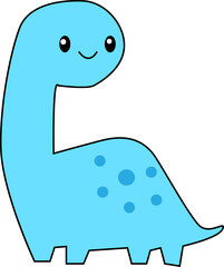 Adorable Blue Cartoon Dinosaur with Smiling Face – Cute Prehistoric Animal Vector for Kids' Education, Decor, and Fun Learning Projects