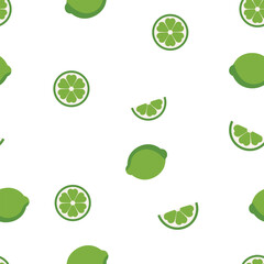 Green lime fruit vector pattern for refreshing and vitamin-rich food illustrations