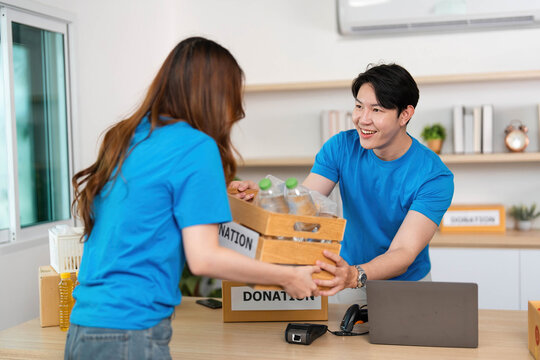 Donation Drive. Volunteers sharing donations with enthusiasm and teamwork.