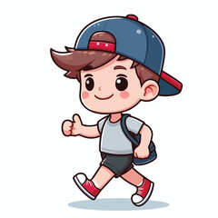Cool boy cartoon vector running on white background