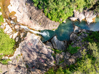 Stream in the valley Green forest