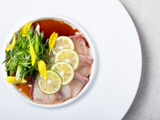 ハマチの醤油だれ