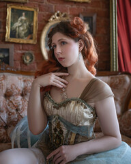 Portrait of a girl in a boudoir outfit