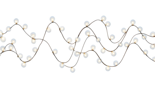 Cool white string lights in zigzag pattern, 8K quality