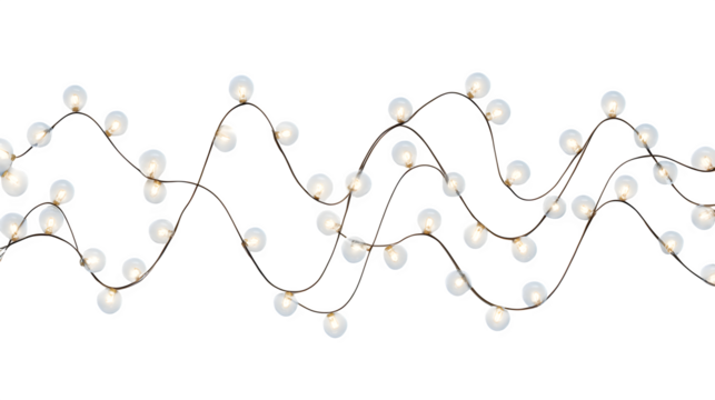 Cool white string lights in zigzag pattern, 8K quality