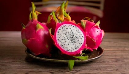 Dragon fruit with pink color on top is ready to look beautiful and very delicious