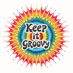 Vivid tie-dye sunburst design featuring a 