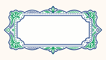 Ornate green and blue decorative frame border