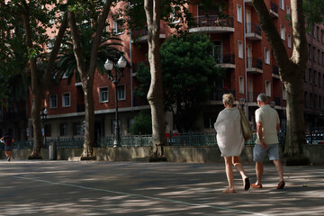 Couple walking in the park