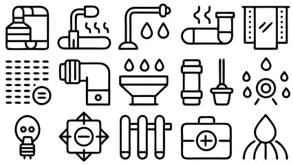 Plumbing and water system icon set