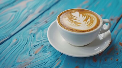 cup of coffee on wooden table
