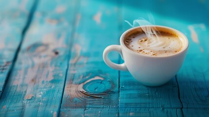 cup of cappuccino on wooden table
