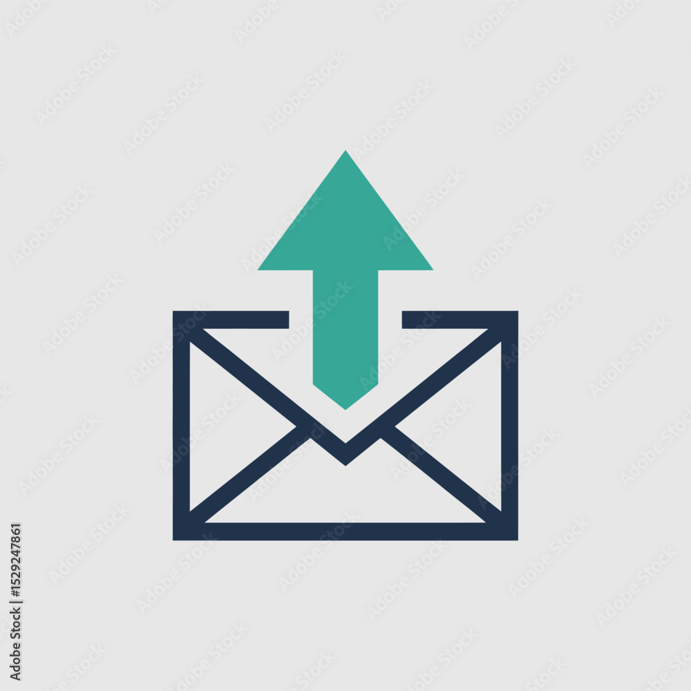 Poster simple email upload icon green arrow envelope upload send message digital communication