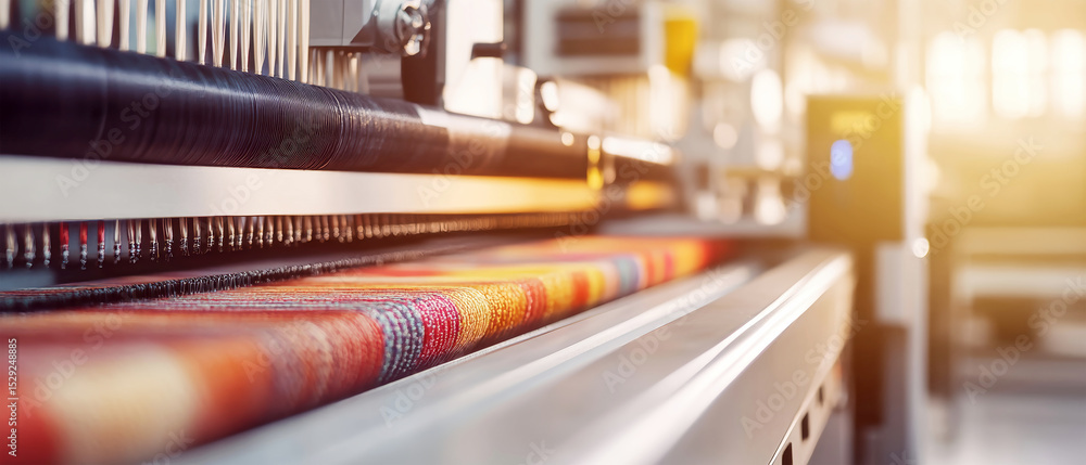 Poster textile factory utilizes advanced technology to print vibrant threads for fabric creation