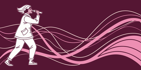 Fluid smooth wave abstract background, flowing glowing color motion concept, trendy abstract layout template for business technology presentation cover, wallpaper stock illustration purple background.