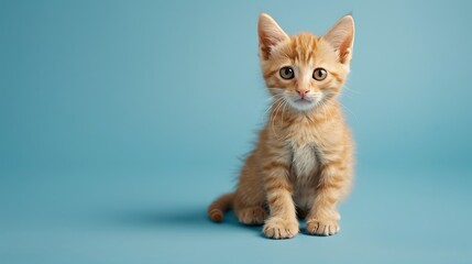 kitten on a blue background