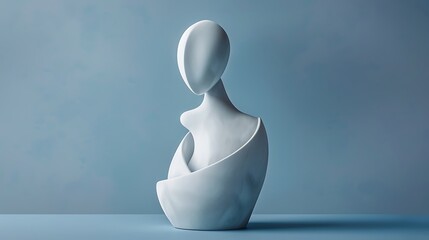 white porcelain doll on blue