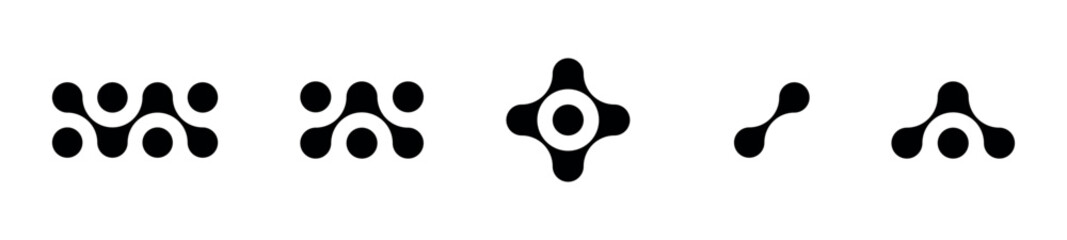 Set of black metabolic figures on a white background. Metabol. Geometric elements for creating logos, posters, banners, presentations. Isolated vector illustration.