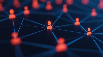 Concept of Digital Networking with Human Figures Connected by Lines Representing Communication and Interaction