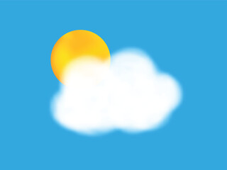 Sun Behind Cloud illustration, realistic white cloud and sun