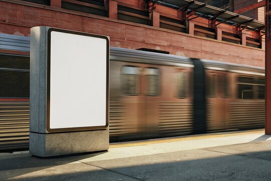 White blank billboard mockup inside subway station with stairs and modern interior. Ideal for advertising, poster, or banner display in urban public transport settings.

 - Powered by Adobe