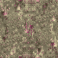 multi colored decorated hand drawn rendered traced embraided ornamental all over base background. repeat pattern geometrical texture border ethnic tribal creative design