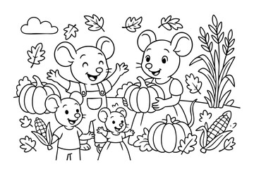 Hand drawn coloring book illustration for kids, cute animal, unicorn, fairy, mermaid