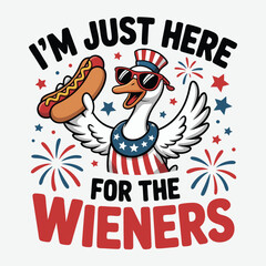 I'm Just Here For The Wieners 4th of july t shirt design vector